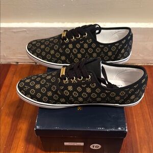 CLEARANCE THE BRADFORD EXCHANGE Black and Gold Alfred Durante Sneakers